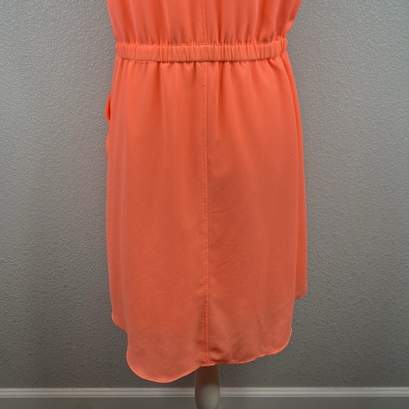 Apt. 9 Neon Orange Summer Vacation Casual V-neck Front Tie Dress Size Medium - Picture 6 of 8